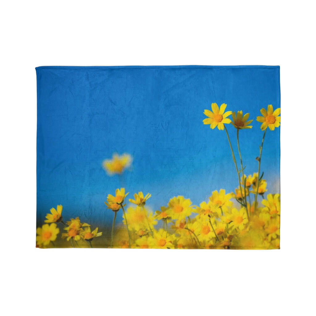 soft polyester blanket “Blue-yellow daisies”