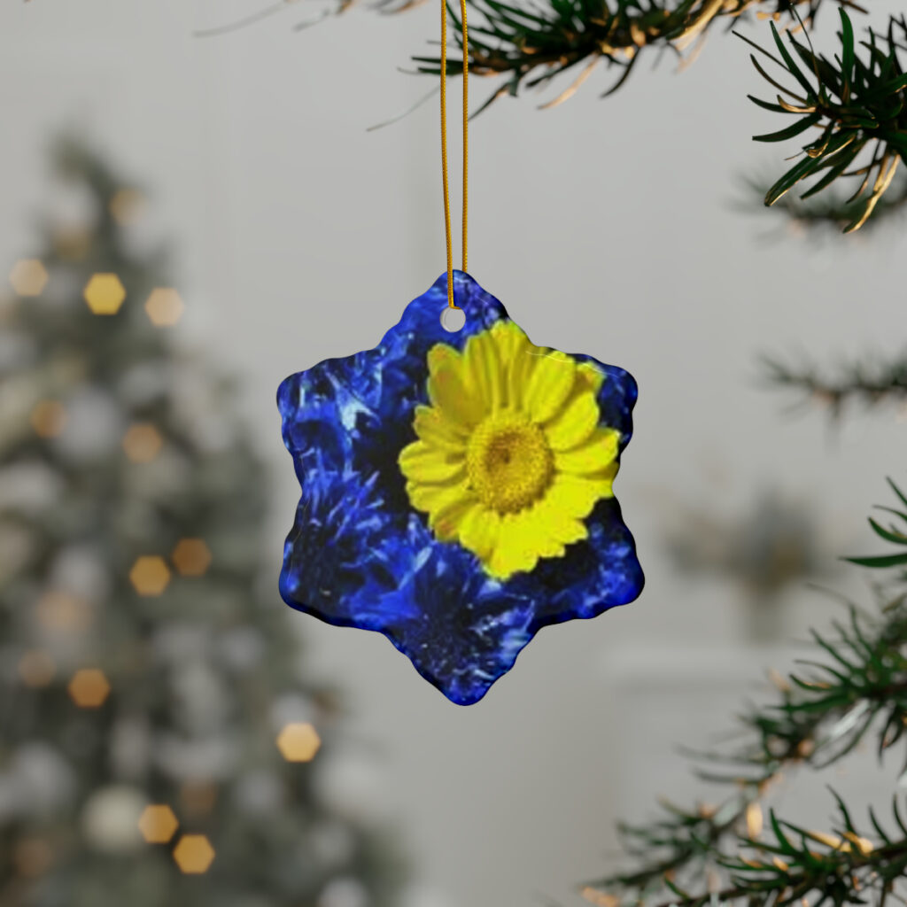 ceramic ornaments “Blue-yellow daisies”