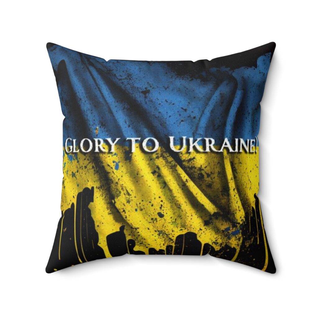 spun polyester square pillow “Glory to Ukraine”