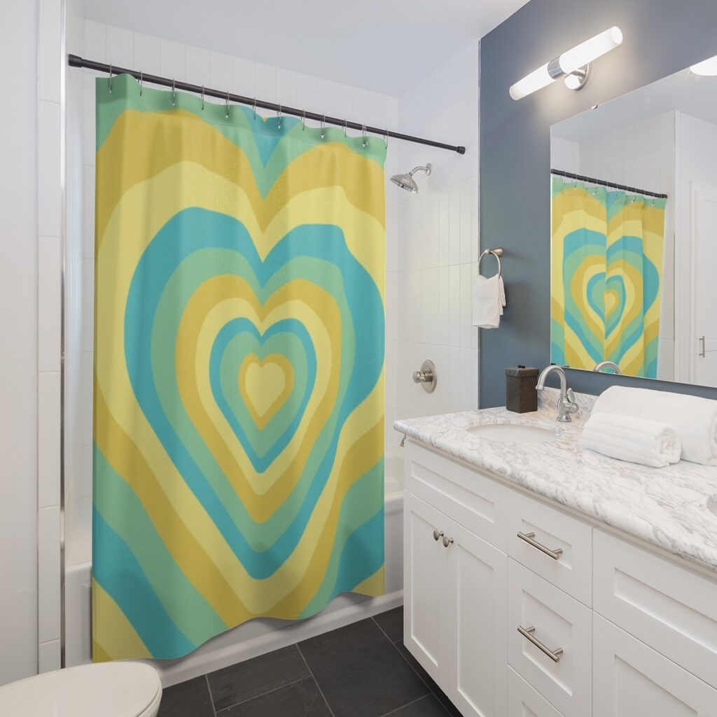 shower curtains “Blue-yellow Heart”