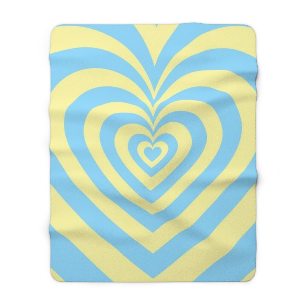 sherpa fleece blanket “Blue-yellow Heart”