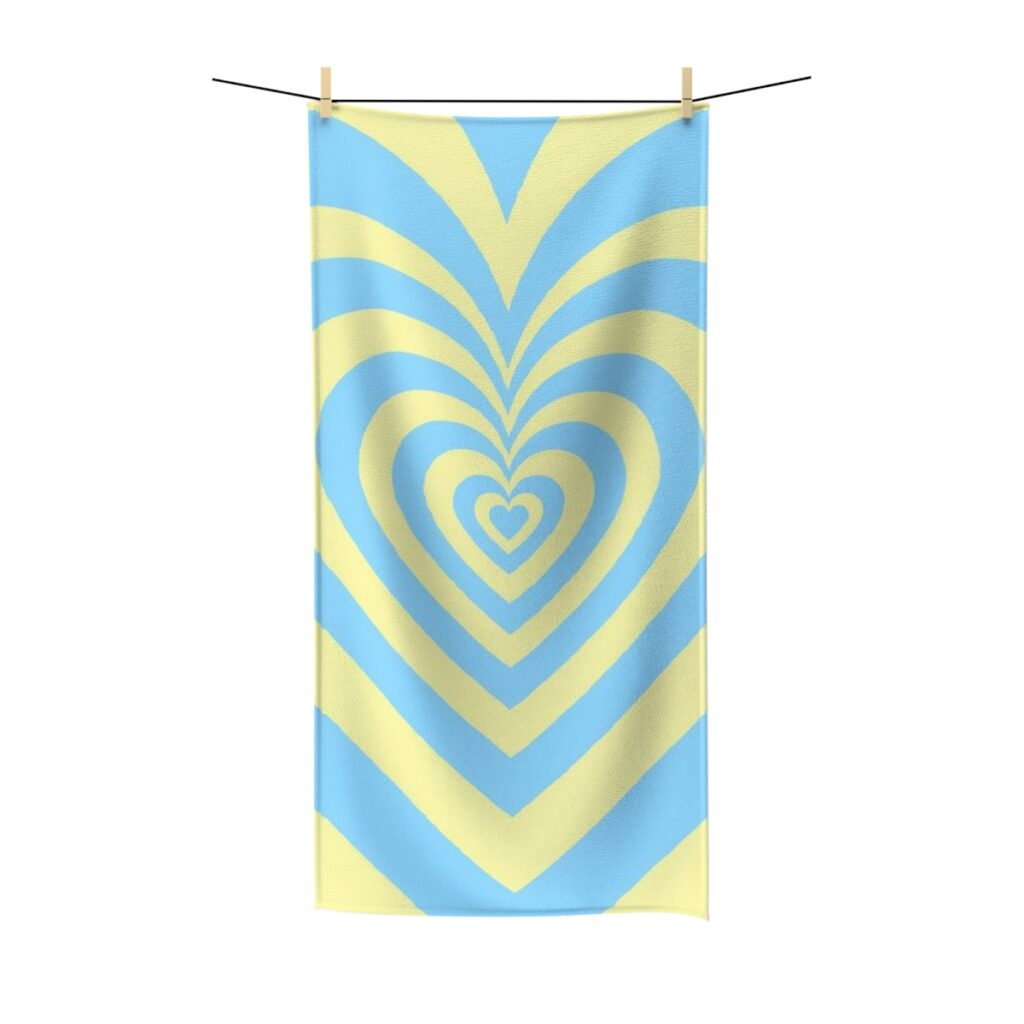 polycotton towel “Blue-yellow Heart”