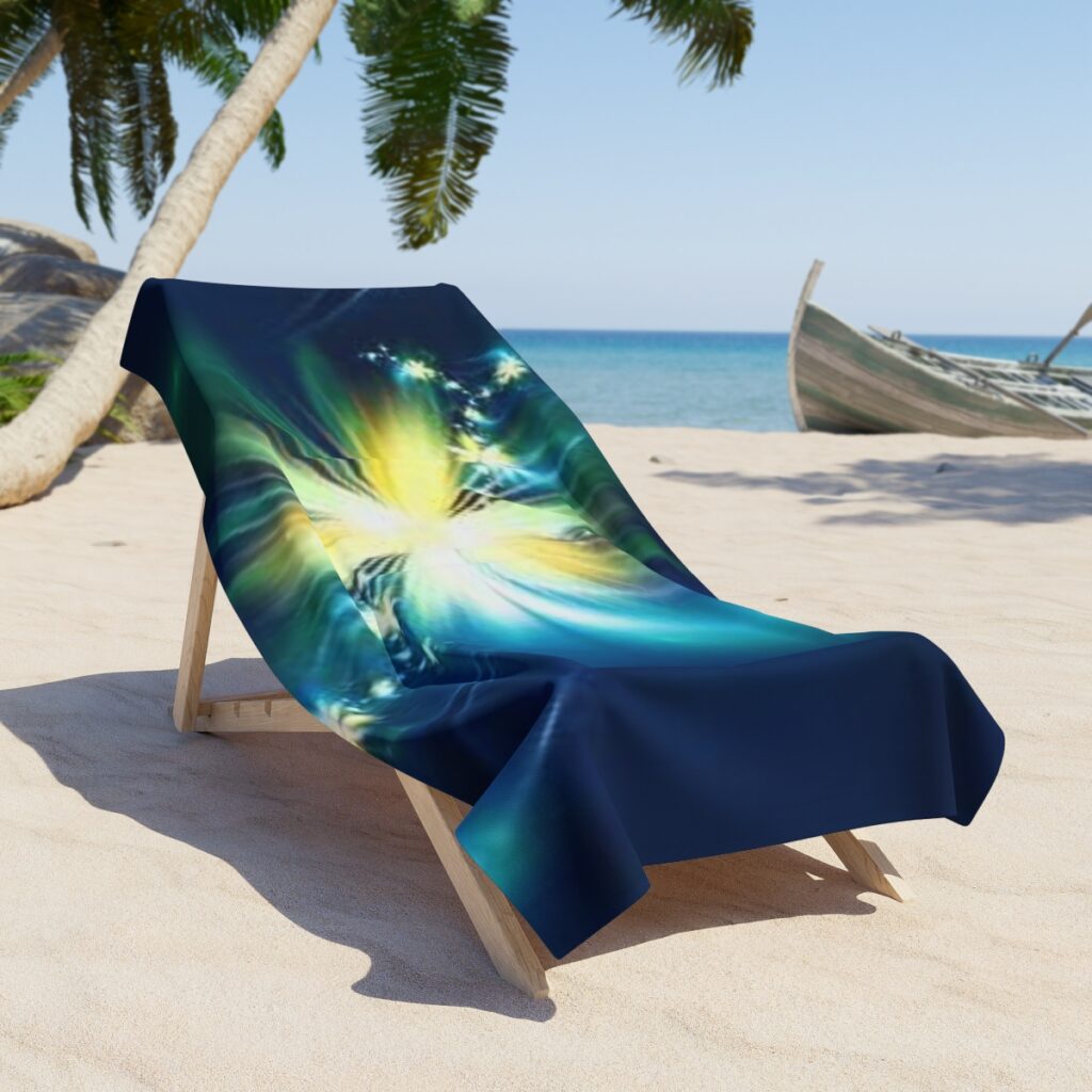 beach towel “Blue-yellow Glow”