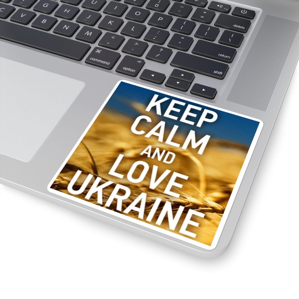 square stickers “Keep calm and love Ukraine”