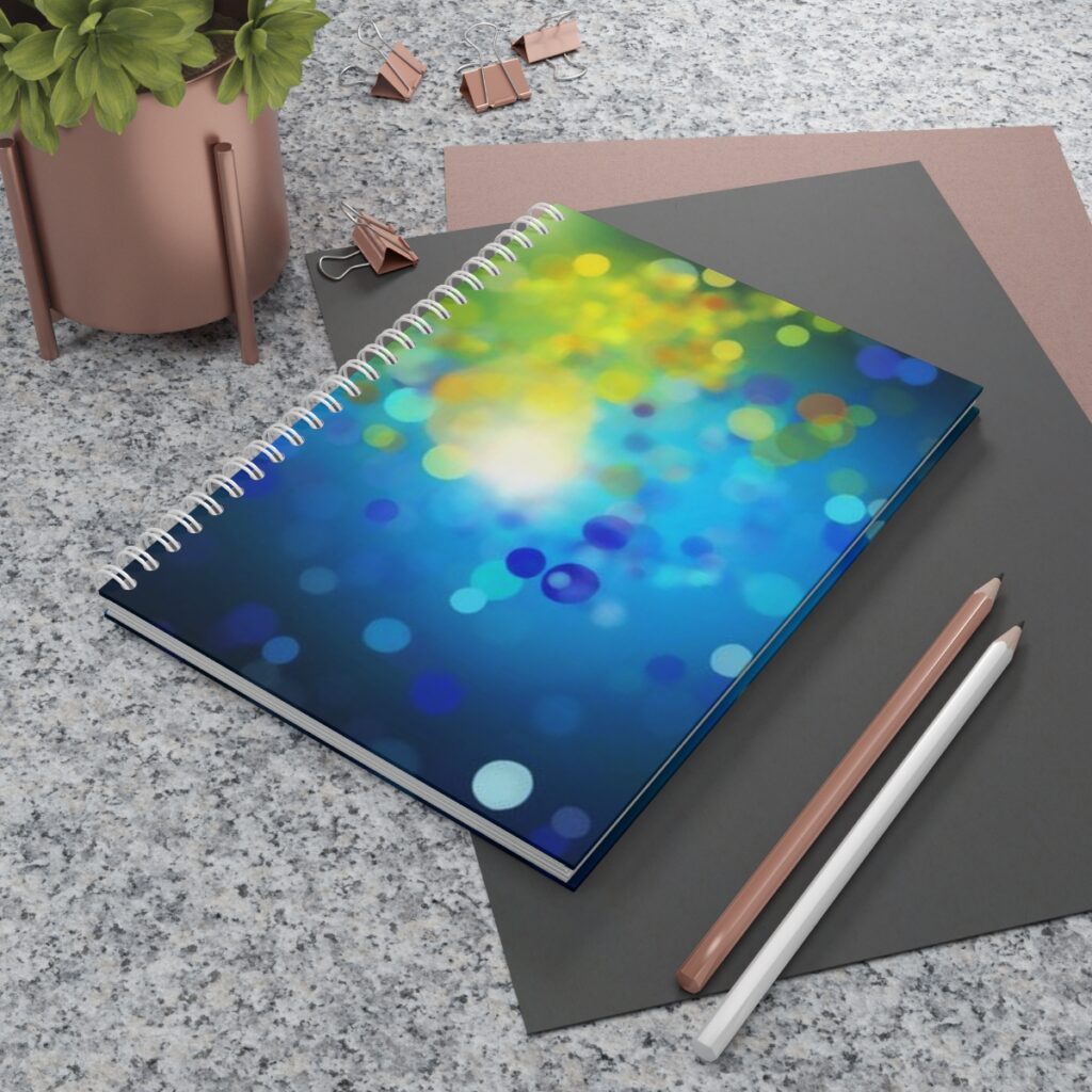 spiral notebook “Blue and Yellow Glitter”