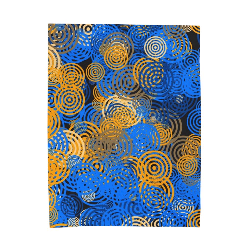 velveteen plush blanket “Blue and yellow circles”