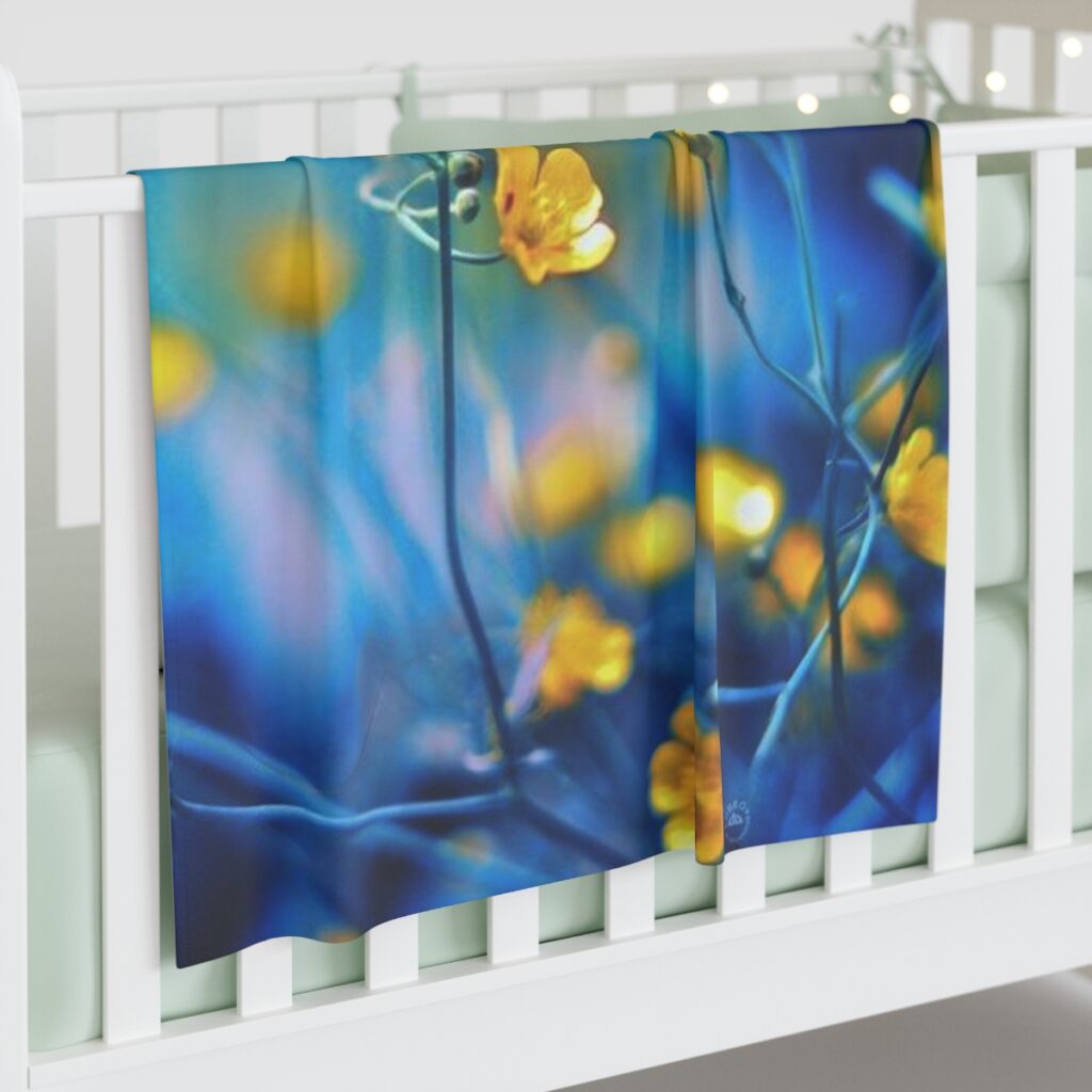 baby swaddle blanket “Blue-yellow flowers”