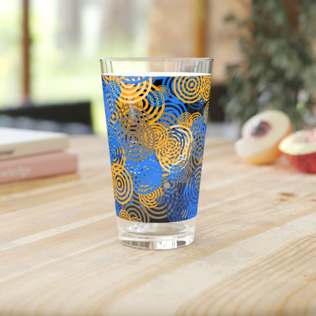 pint glass “Blue and yellow circles”