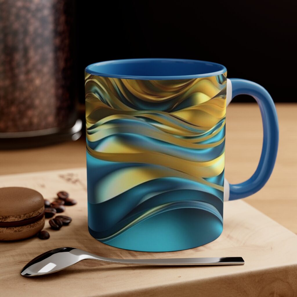 accent coffee mug “Blue Yellow Metallic Graphics”