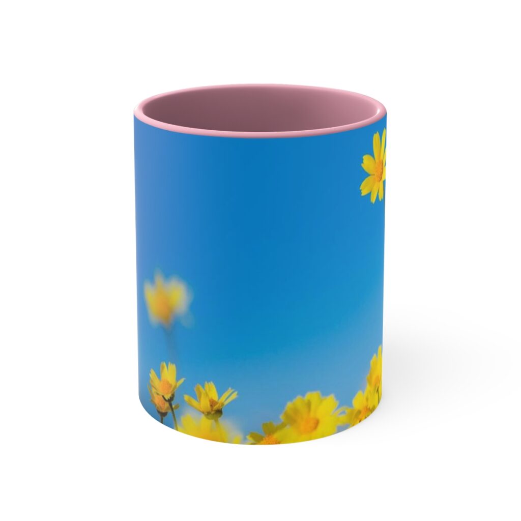 accent coffee mug “Blue-yellow daisies”