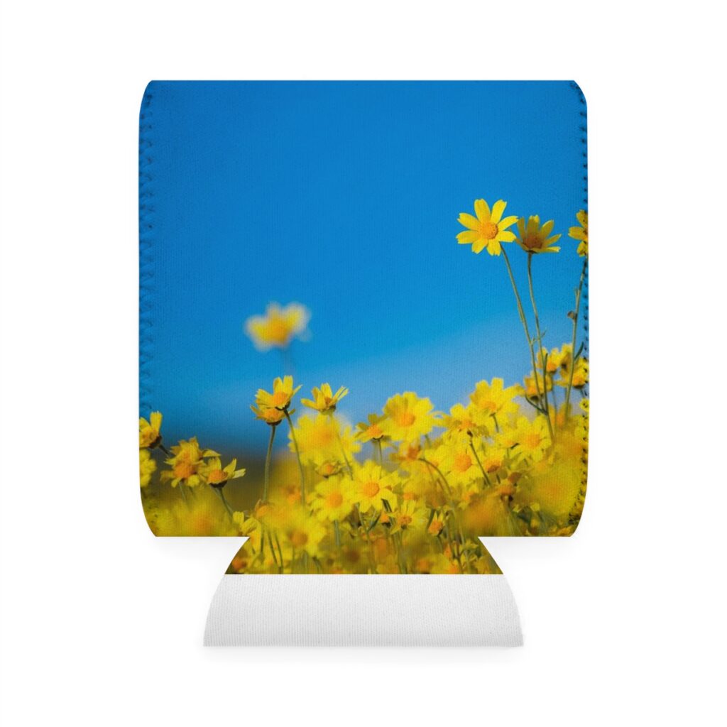 can cooler sleeve “Blue-yellow daisies”