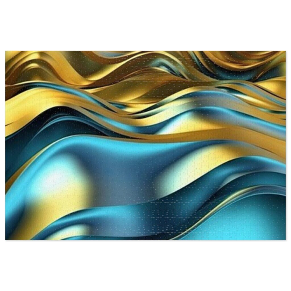 jigsaw puzzle “Blue-yellow metallic abstraction”