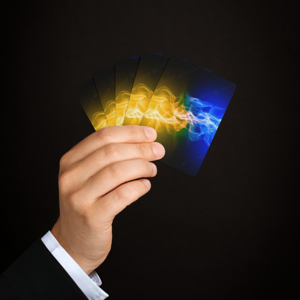 custom poker cards “Blue and Yellow Fire”