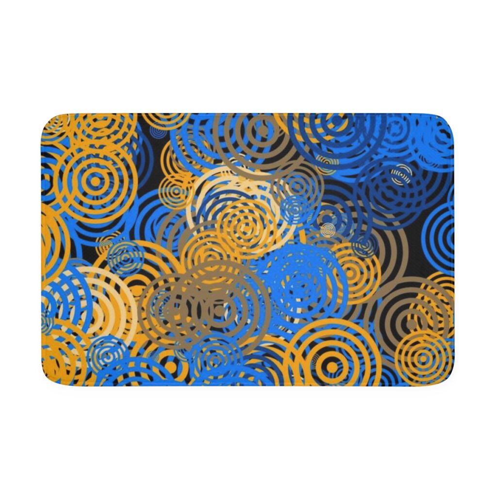 memory foam bath mat “Blue and yellow circles”