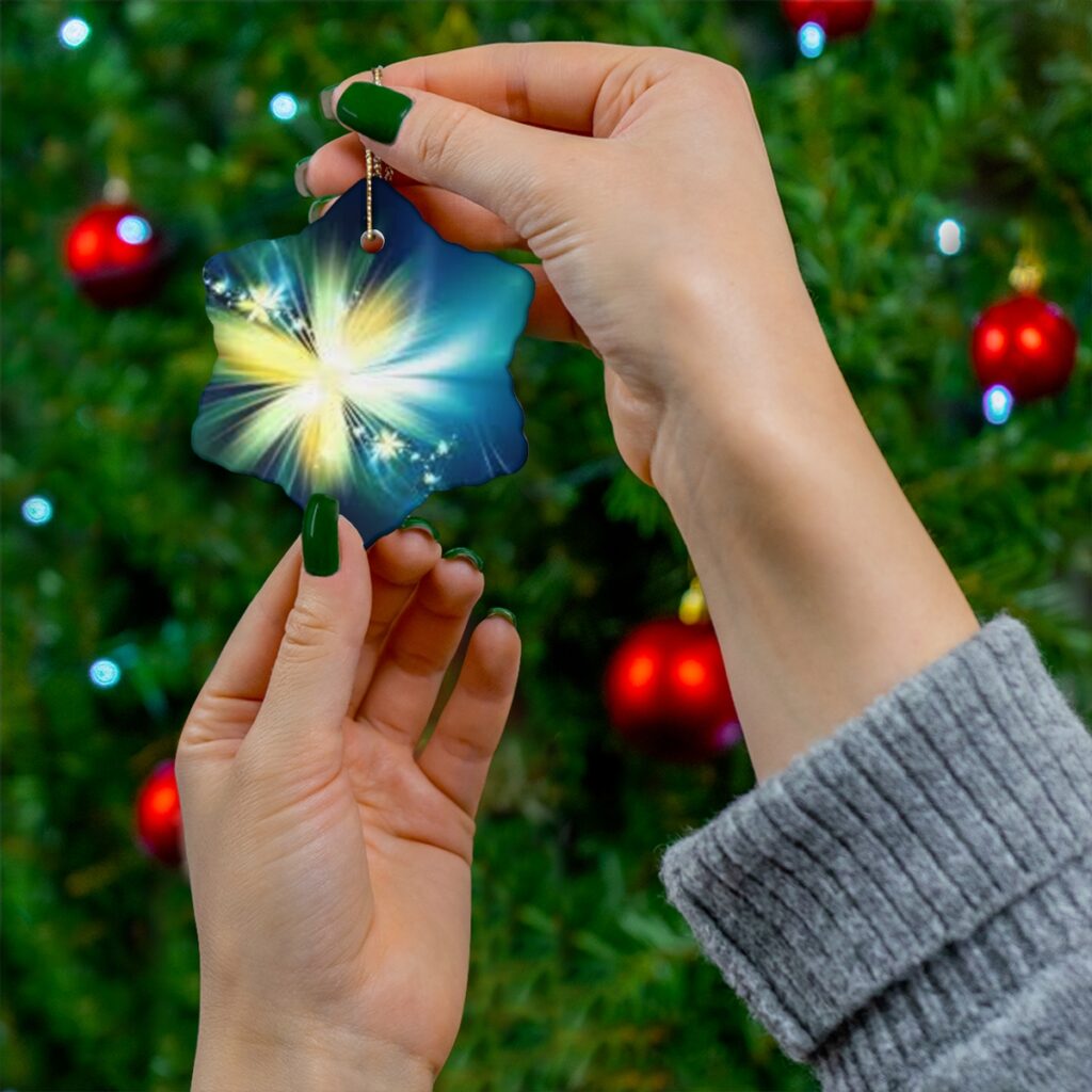 ceramic ornament “Blue-yellow Glow”