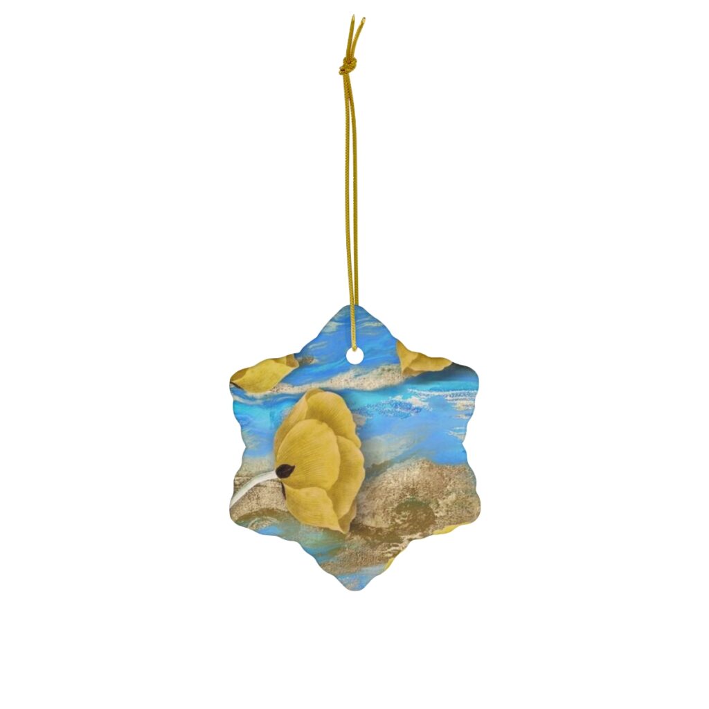 ceramic ornament “Blue-yellow floral abstraction”