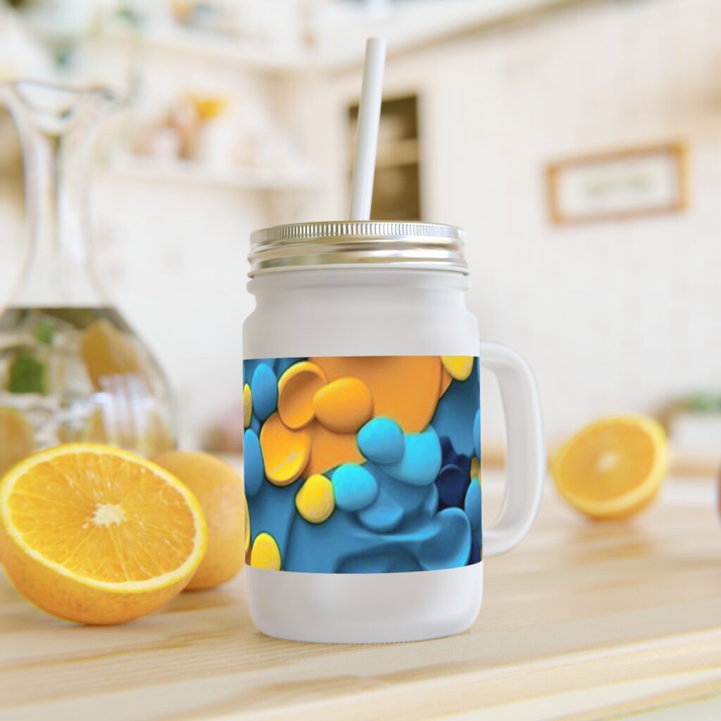 mason jar “Blue-yellow paint”