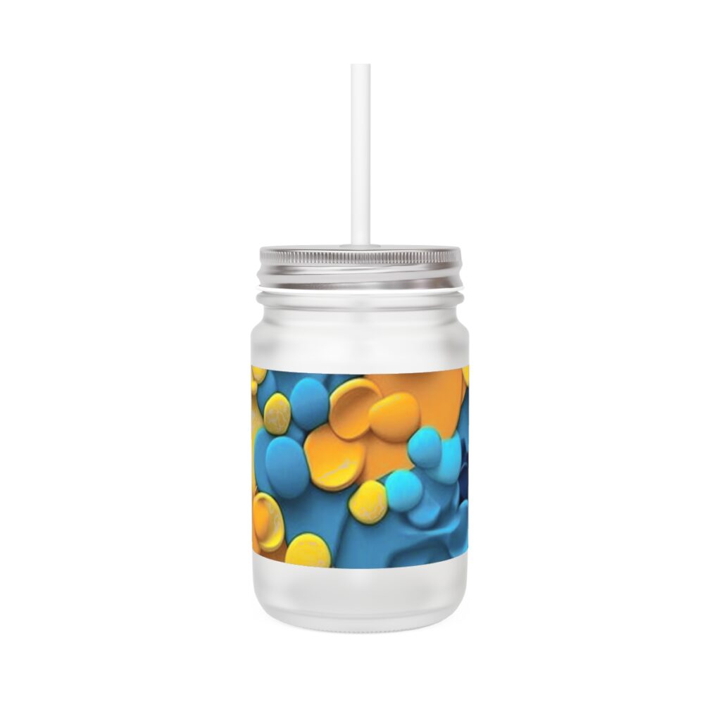 mason jar “Blue-yellow paint”