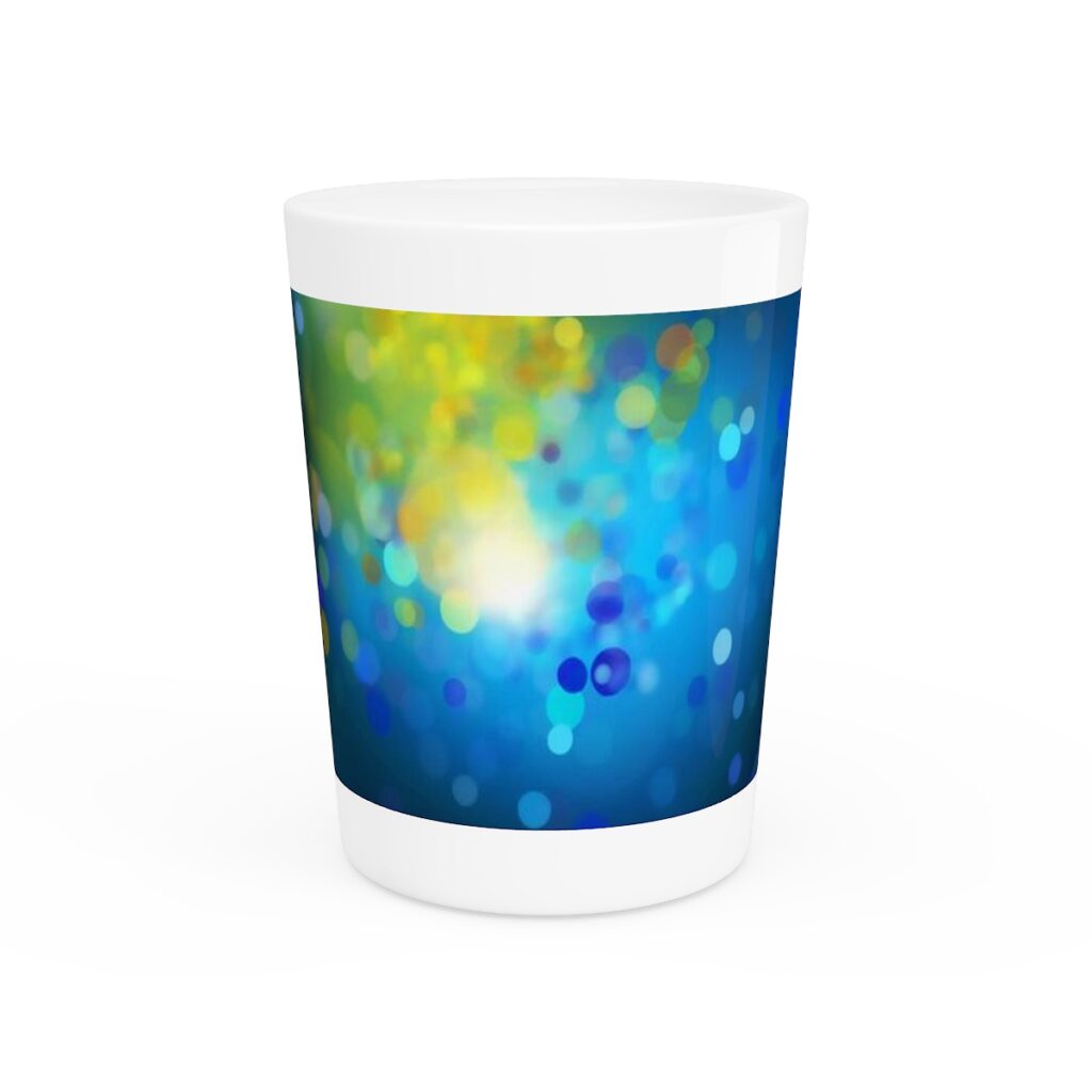 shot glass “Blue and Yellow Glitter”