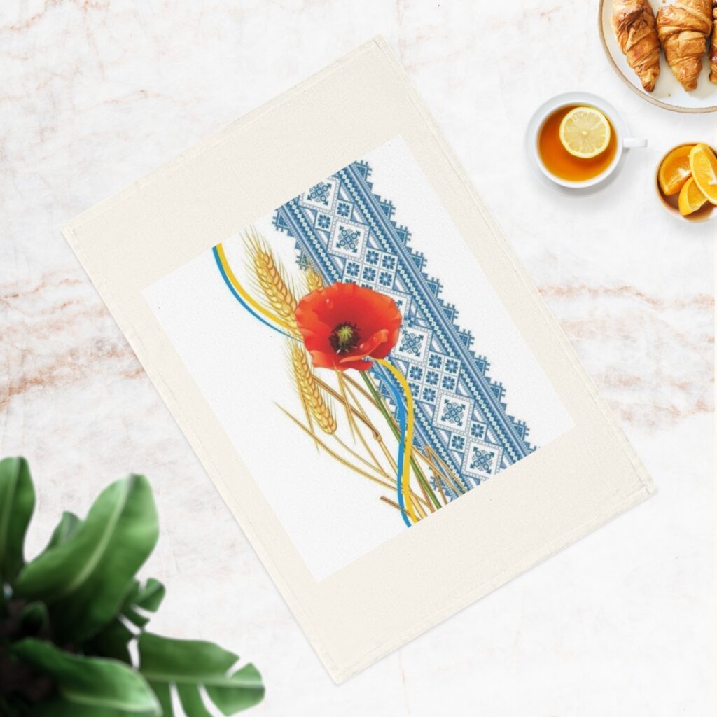 cotton tea towel “Ukrainian poppy”