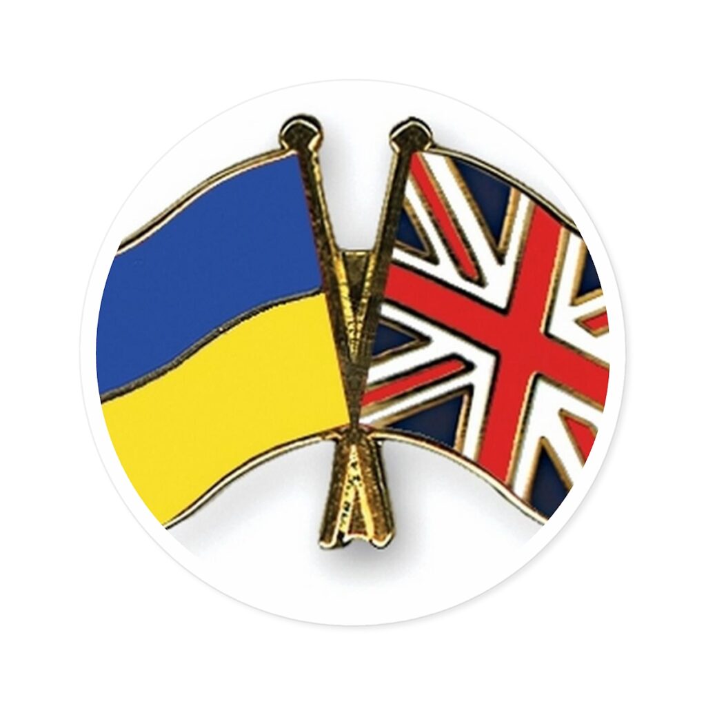 round stickers, indooroutdoor “Ukraine and England”