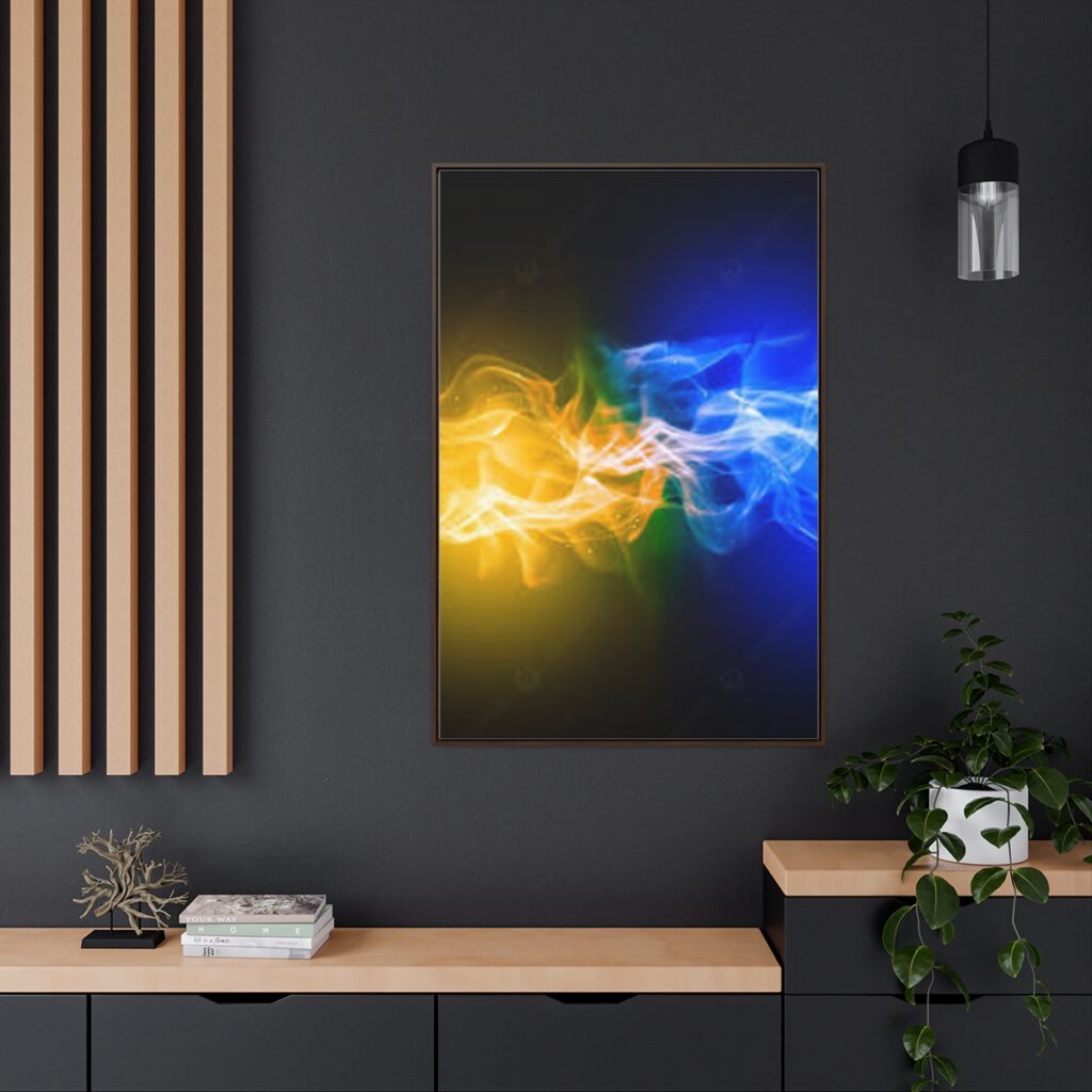 gallery canvas wraps, vertical frame “blue-yellow smoke”