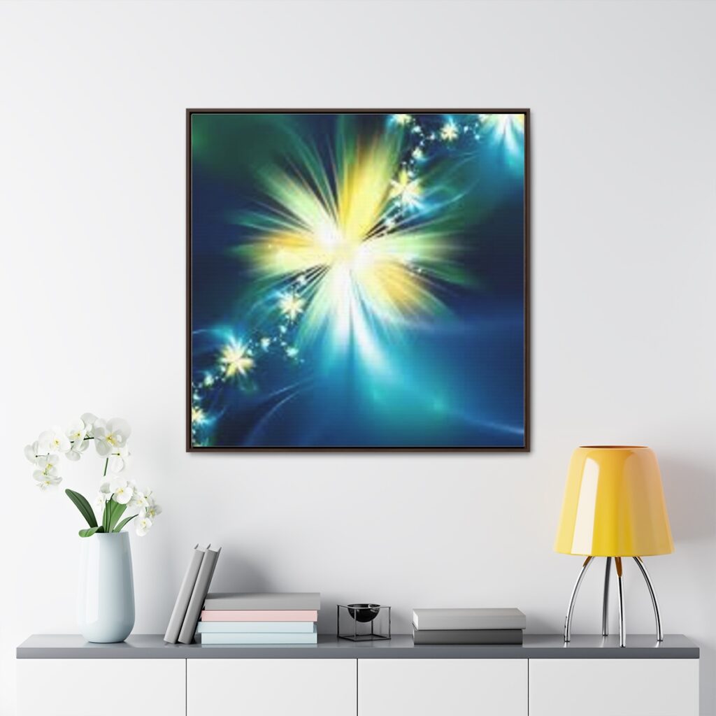 gallery canvas wraps, square frame “Blue Yellow Glow”