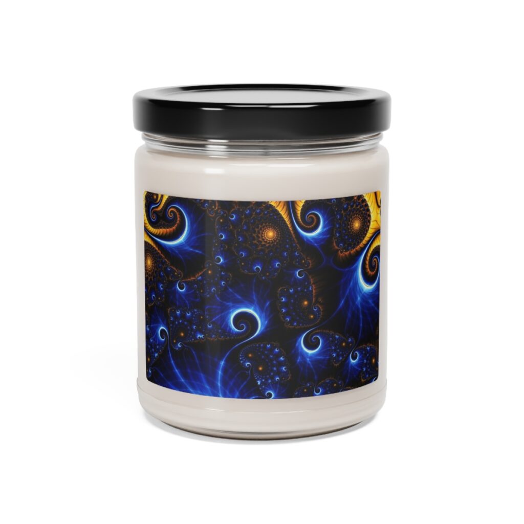 scented soy candle “Blue and Yellow Graphics”