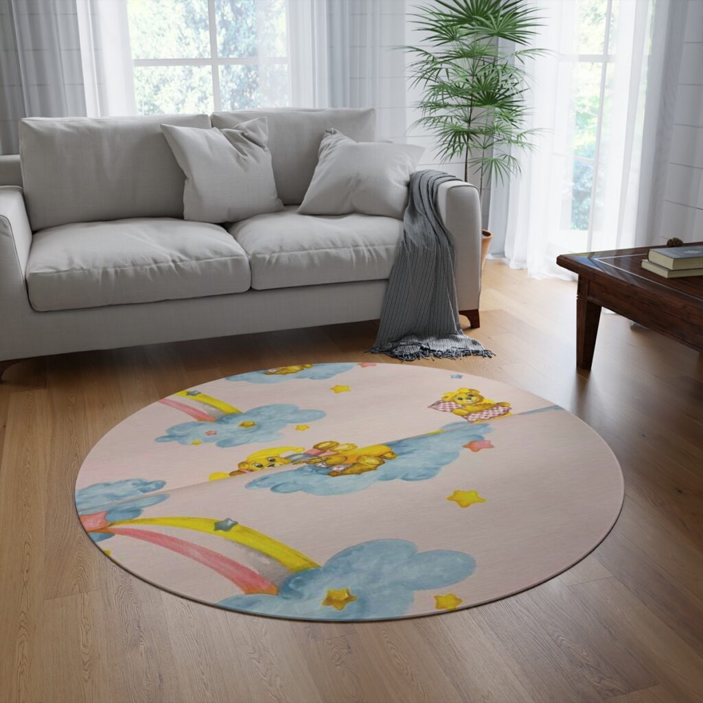 round rug “Blue-yellow Teddy Bears”