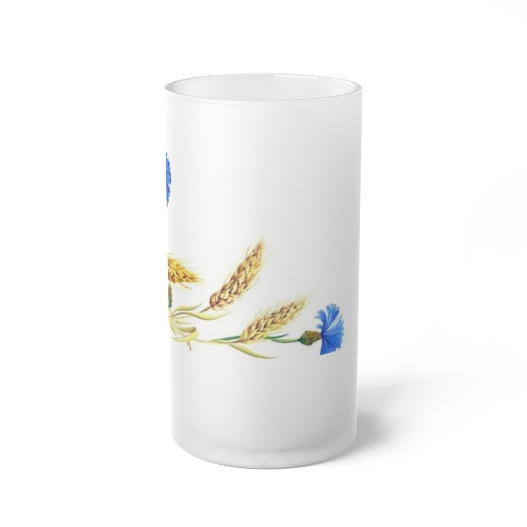 frosted glass beer mug “Ukrainian Cornflowers”