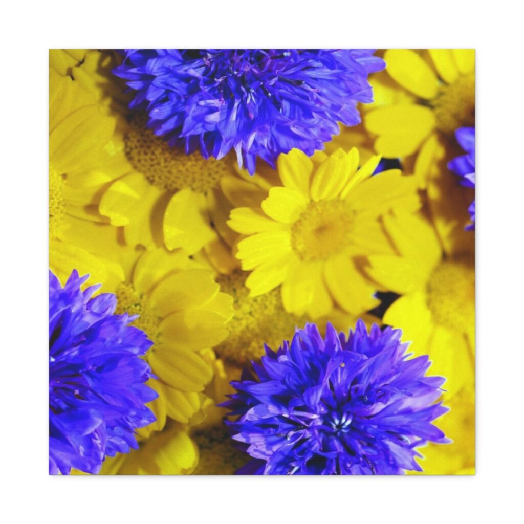 matte canvas, stretched “Blue-yellow daisies”