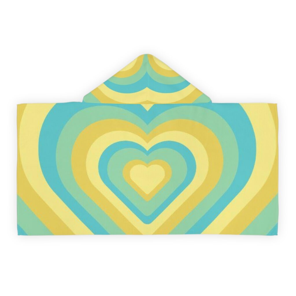 youth hooded towel “Blue-yellow Heart”