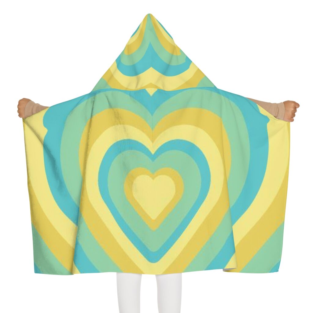 youth hooded towel “Blue-yellow Heart”