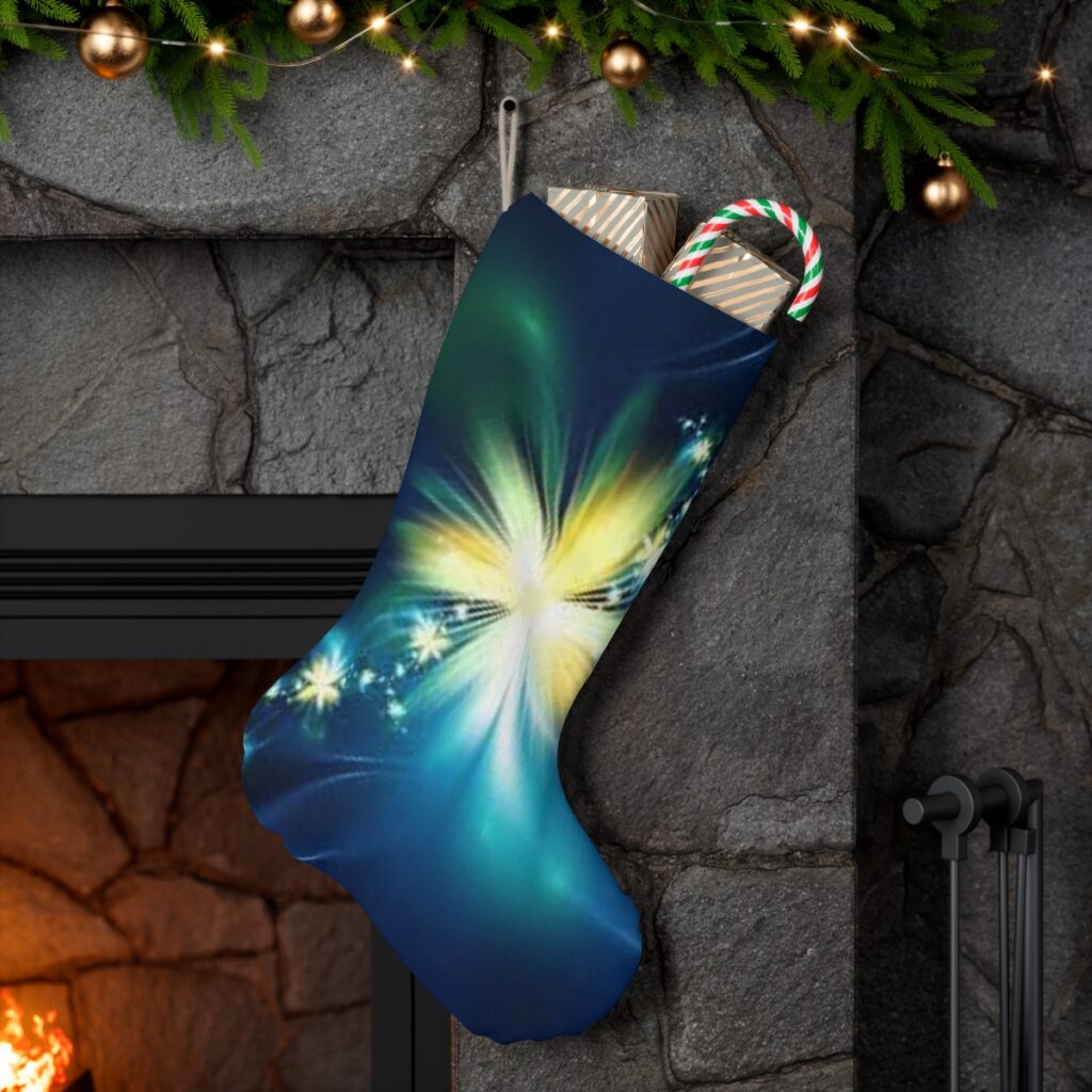 santa stocking “Blue Yellow Glow”