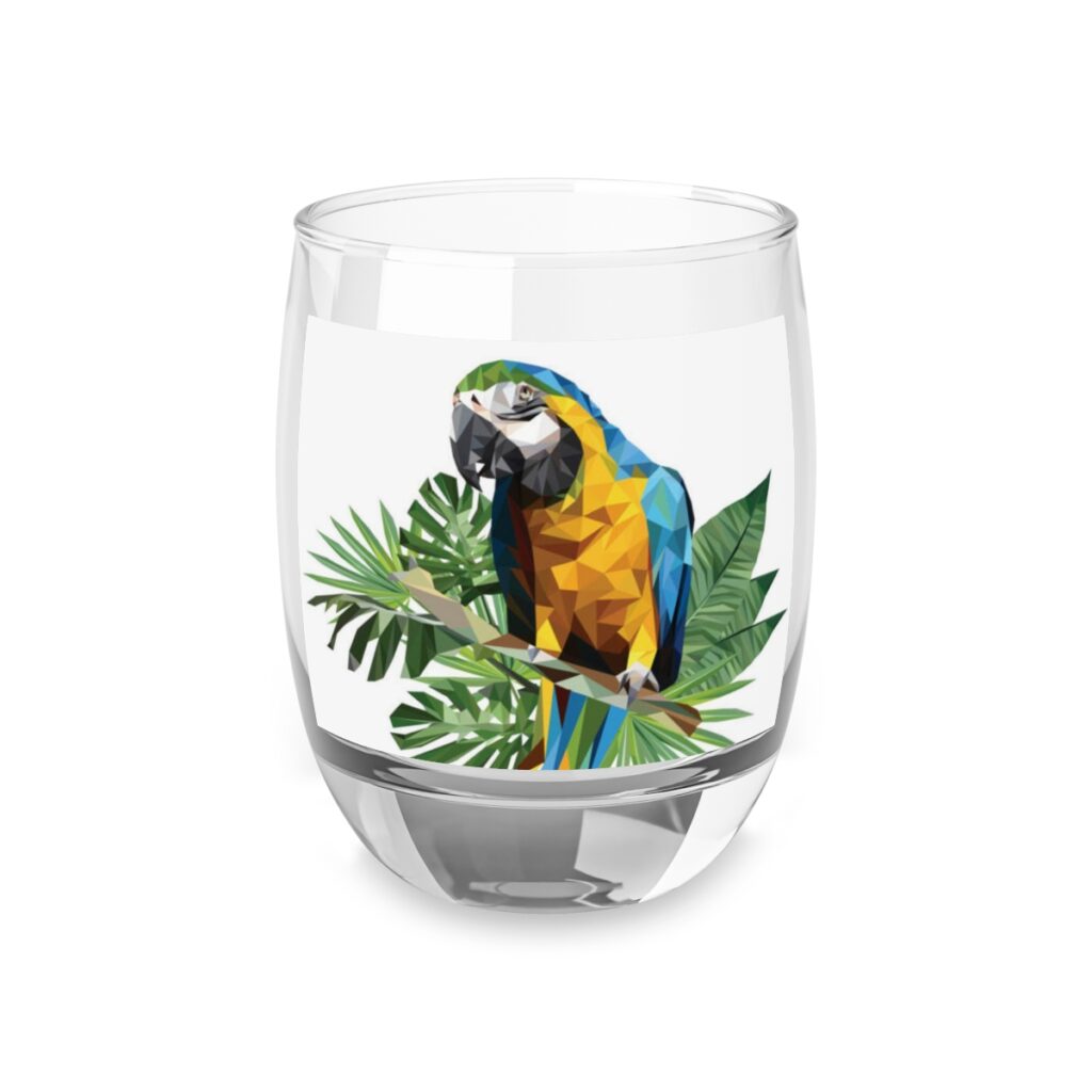 whiskey glass “Blue and Yellow Parrot”